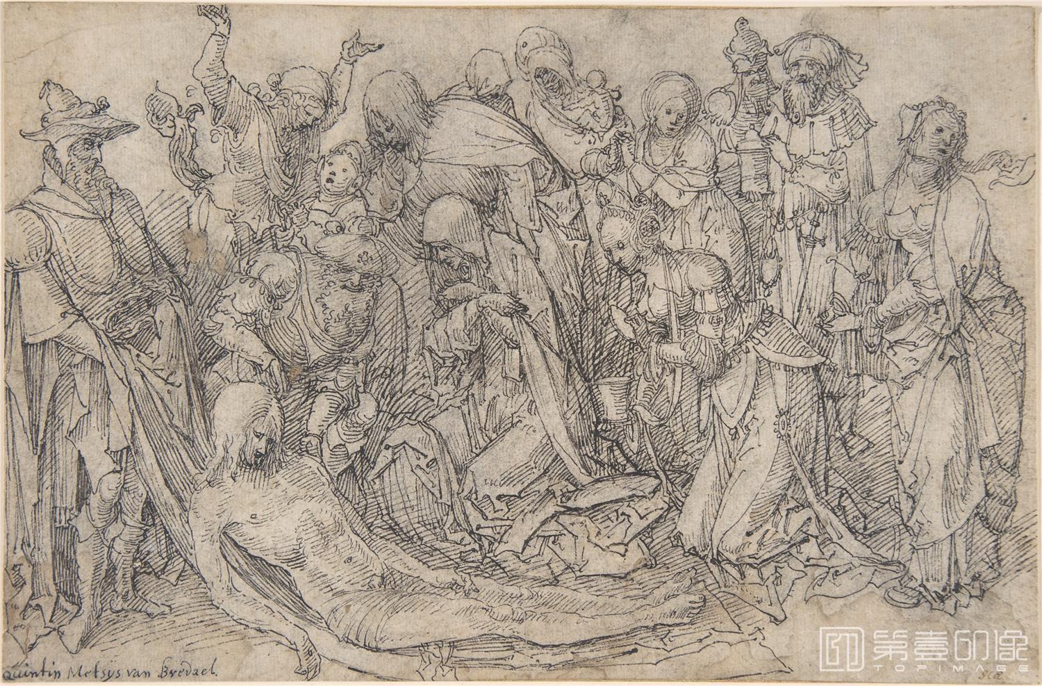 素描-美国纽约大都会美术馆素描藏画-Attributed to Jan de BeerThe Lamentation-0321